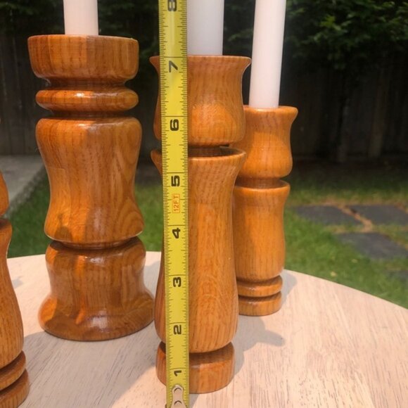 VINTAGE WOOD CANDLESTICKS Set of 5 - Picture 5 of 10